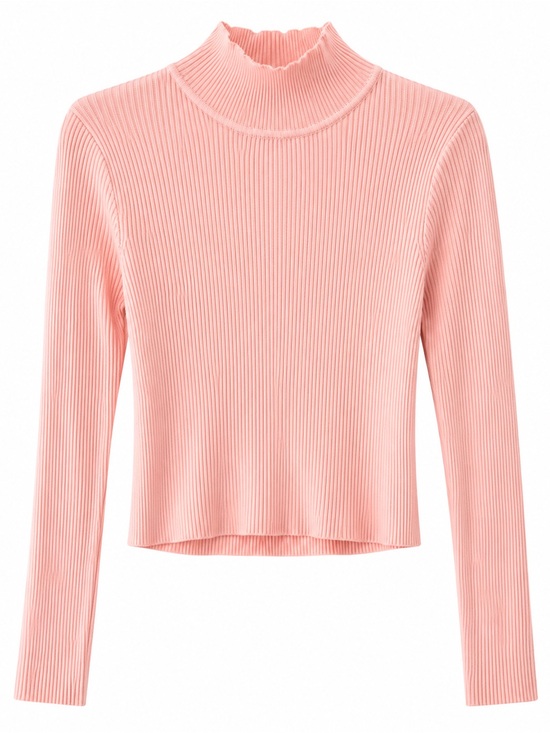 Ardene Sweaters - Ardene Pastel Pink Ribbed Mock Neck Crop Sweater S